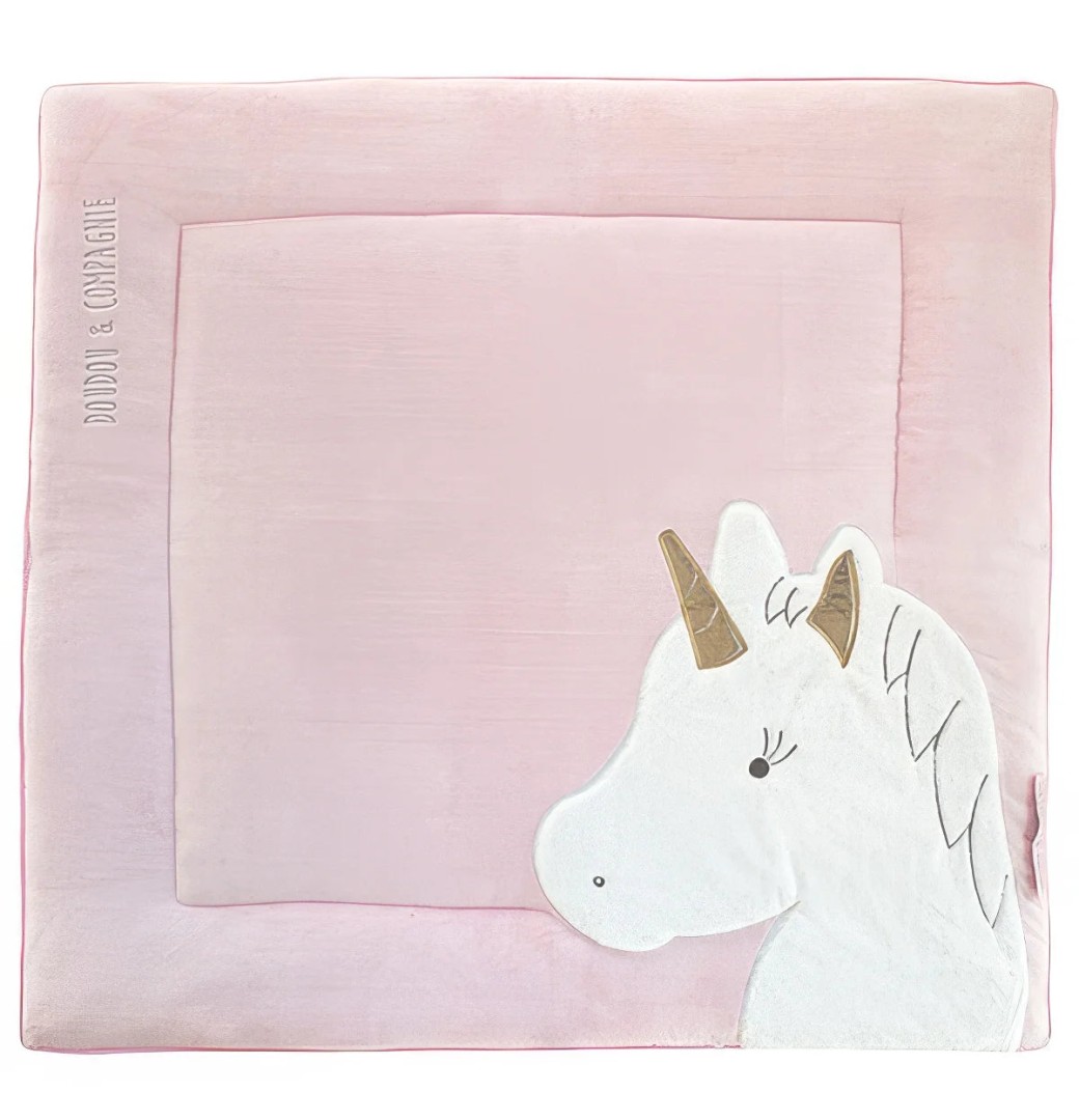 Doudou et Compagnie Bear Playpen Mat, Pink/Gold 100 x 100 cm 0 - 18 Months