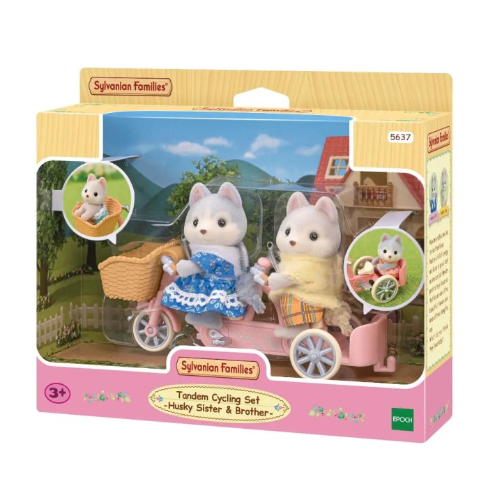 Sylvanian Families Tandem Cycling Set - Husky Brother & Sister 3years +