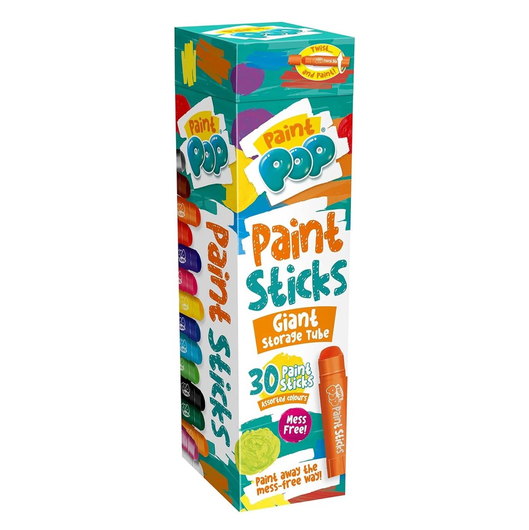 Paint Pop Paint Sticks For Kids - 30 Pack Giant Tube 11years +