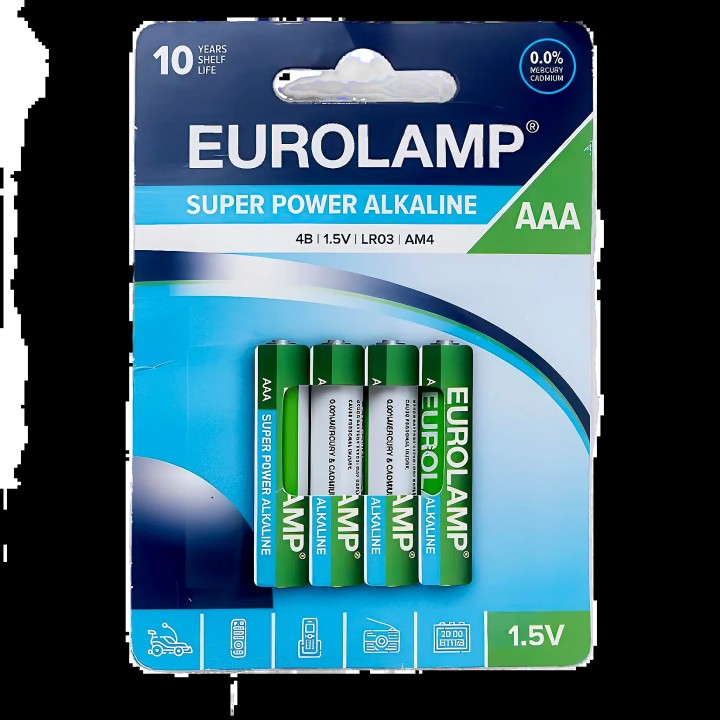 Eurolamp Super Power Alkaline Type AAA Batteries - Pack of 4