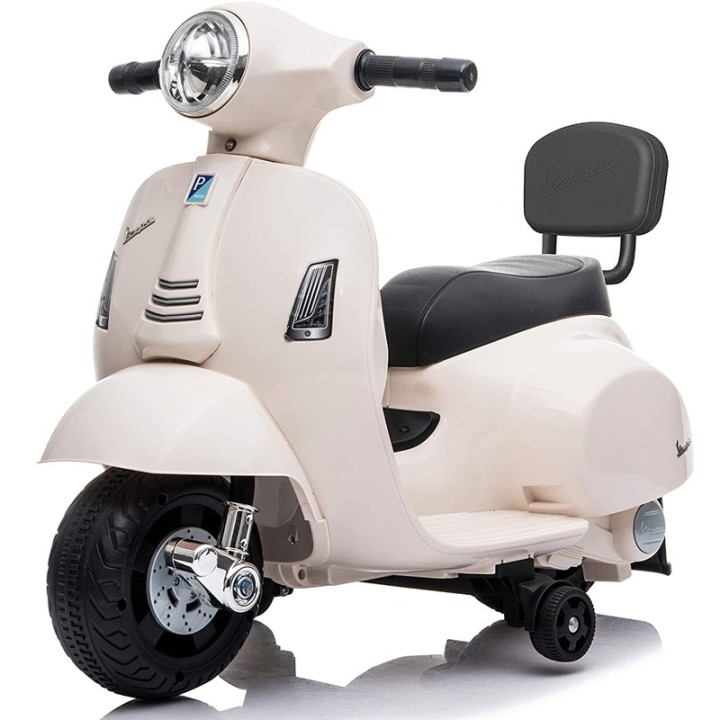 Mini Vespa Kids Electric 6V Battery Powered Motorbike Ride-on - White 18months +