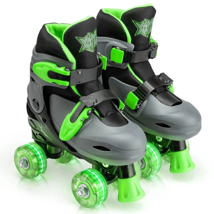 Xootz Quad LED Roller Skates - Green - Size Medium 5years +