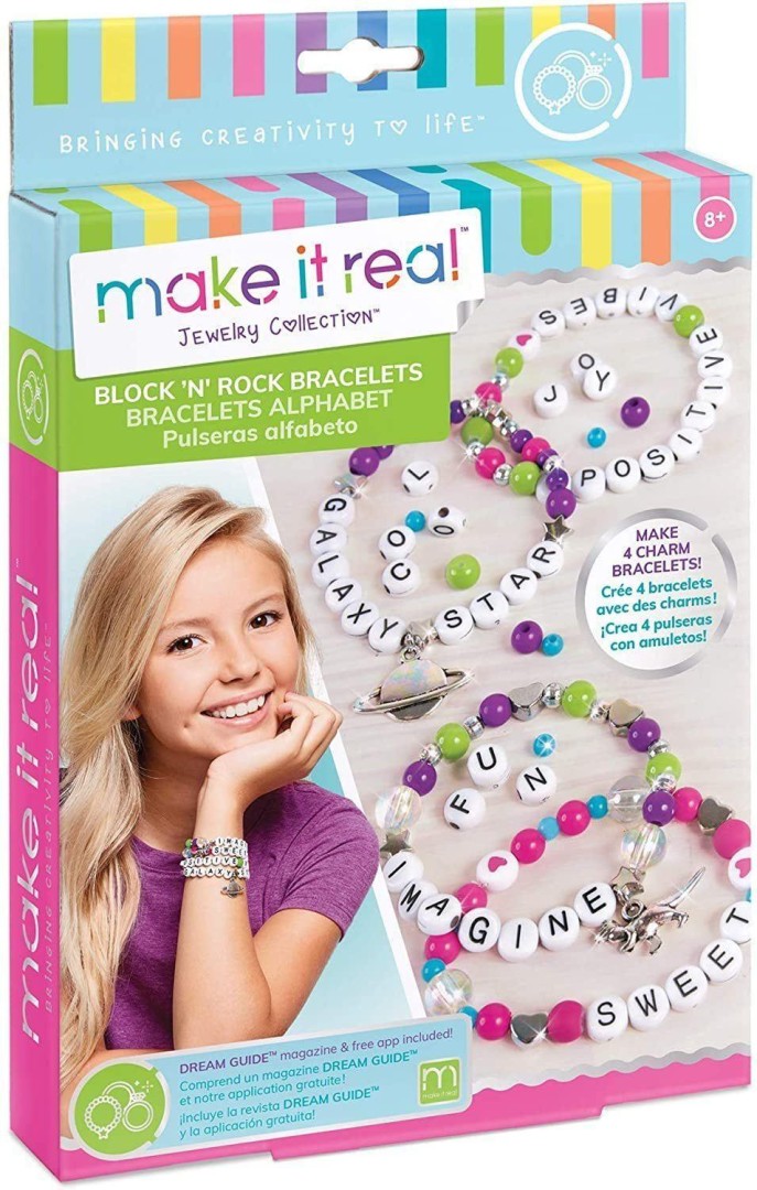 Make it Real Block 'n’ Rock Jewellery Charm Bracelets Making Kit 8years +