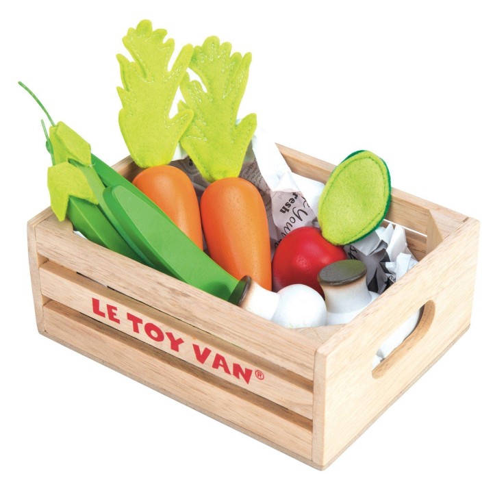 Le Toy Van - Wooden Honeybee Market Vegetables '5 a Day' Crate 3years +