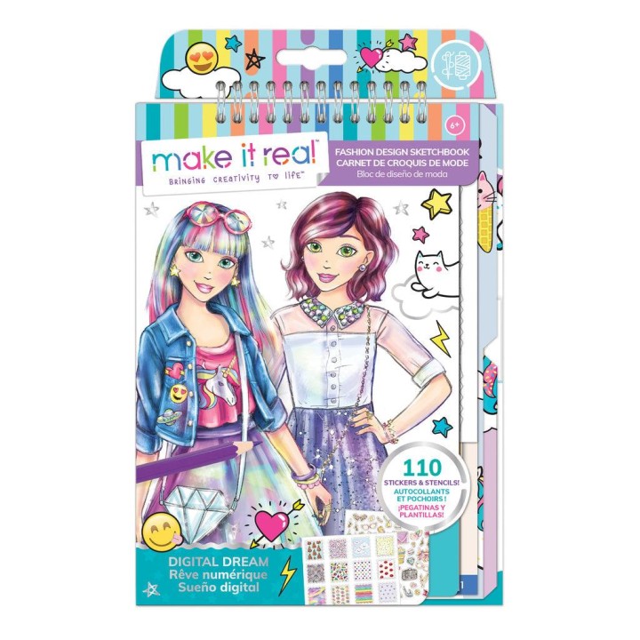 Make it Real Fashion Design Stickers & Sketchbook: Digital Dream 5 Years +
