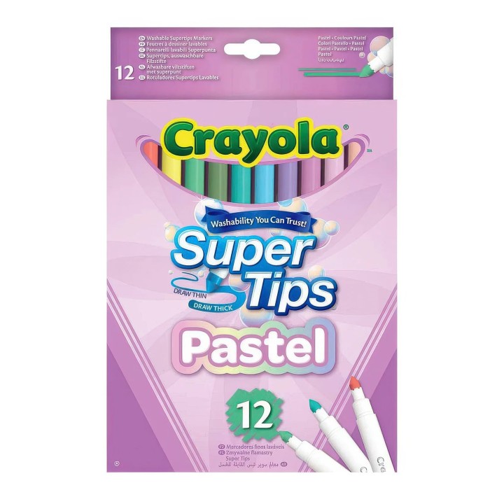 Crayola 12 Bright Supertips Pastel Edition Markers 11years +