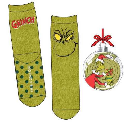 Grinch Christmas Ball With Non-Slip Socks 3years +