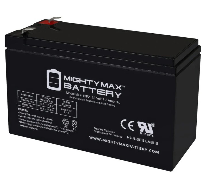 MIGHTY MAX 12V 7.2AH Sealed Lead Acid Battery