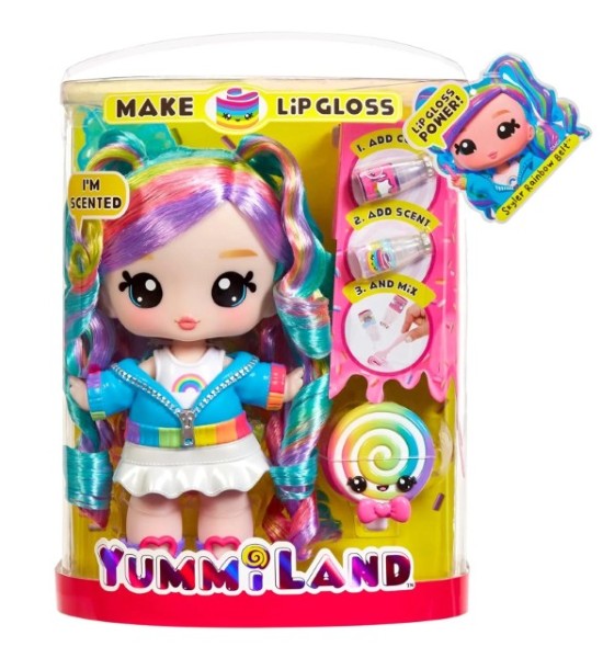Yummiland Large Doll + Lipgloss Pet- Rainbow (Skyler Rainbow Belt)