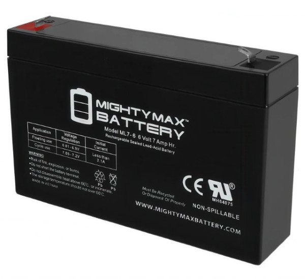 MIGHTY MAX 6V 7AH Premium Sealed Lead Acid Battery