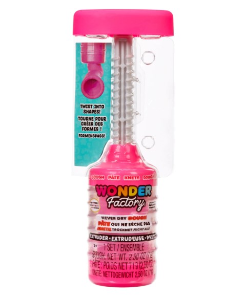 Wonder Factory Never Dry Dough Extruder - Assorted Colours Pink
