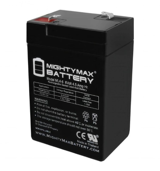 MIGHTY MAX 6V 4.5AH Premium Sealed Lead Acid Battery