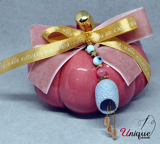 Christmas Lucky Charm Ceramic Dusty Pink Pumpkin