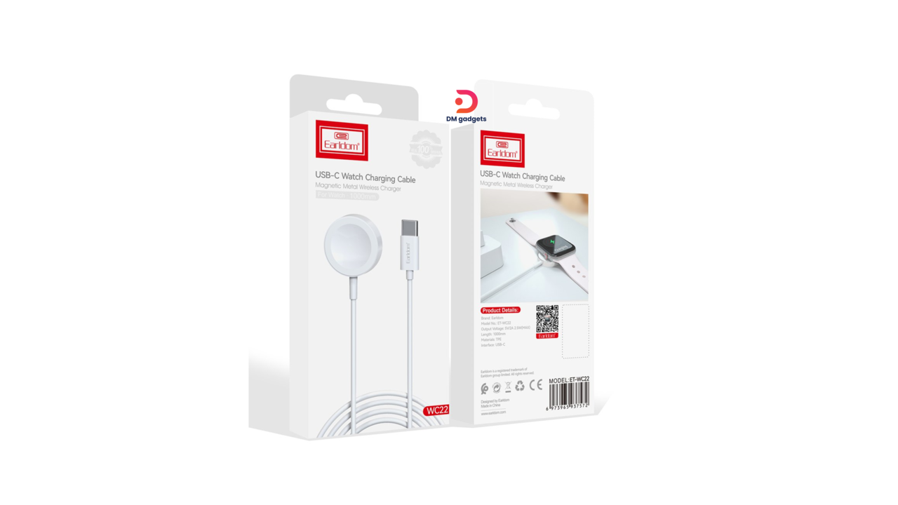 581E#Earldom®ET-WC22 USB-C Apple Watch 5V/0.35A, 1.0m Charging Cable – White