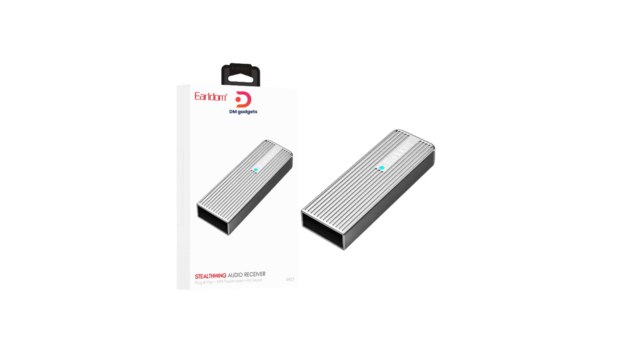 010C#Earldom®ET-BR23 BT 5.3 Stealth wing Audio Receiver 10m Transmission/HD Sound -Silver