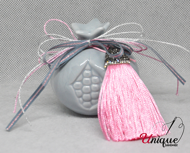 Christmas Lucky Charm Grey Ceramic Pomegranate