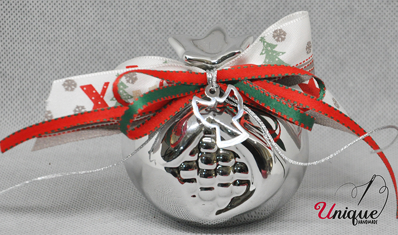 Christmas Lucky Charm Silver/Red Ceramic Pomegranate