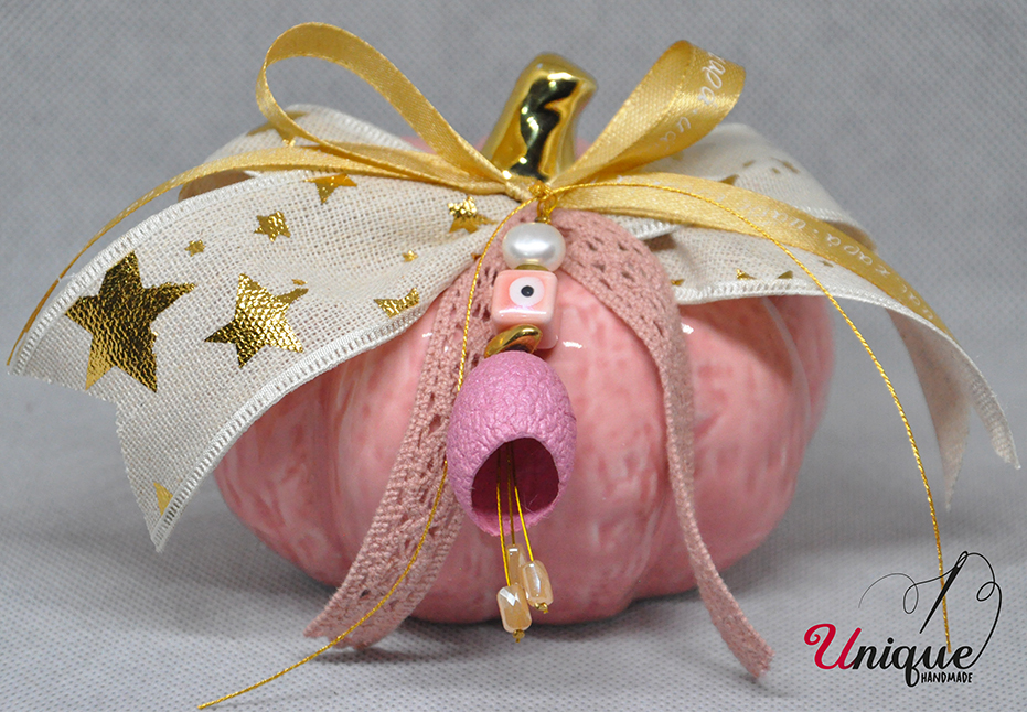 Christmas Lucky Charm Pink/Gold Pumpkin