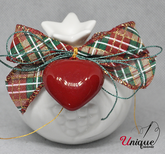 Christmas Lucky Charm White Ceramic Pomegranate