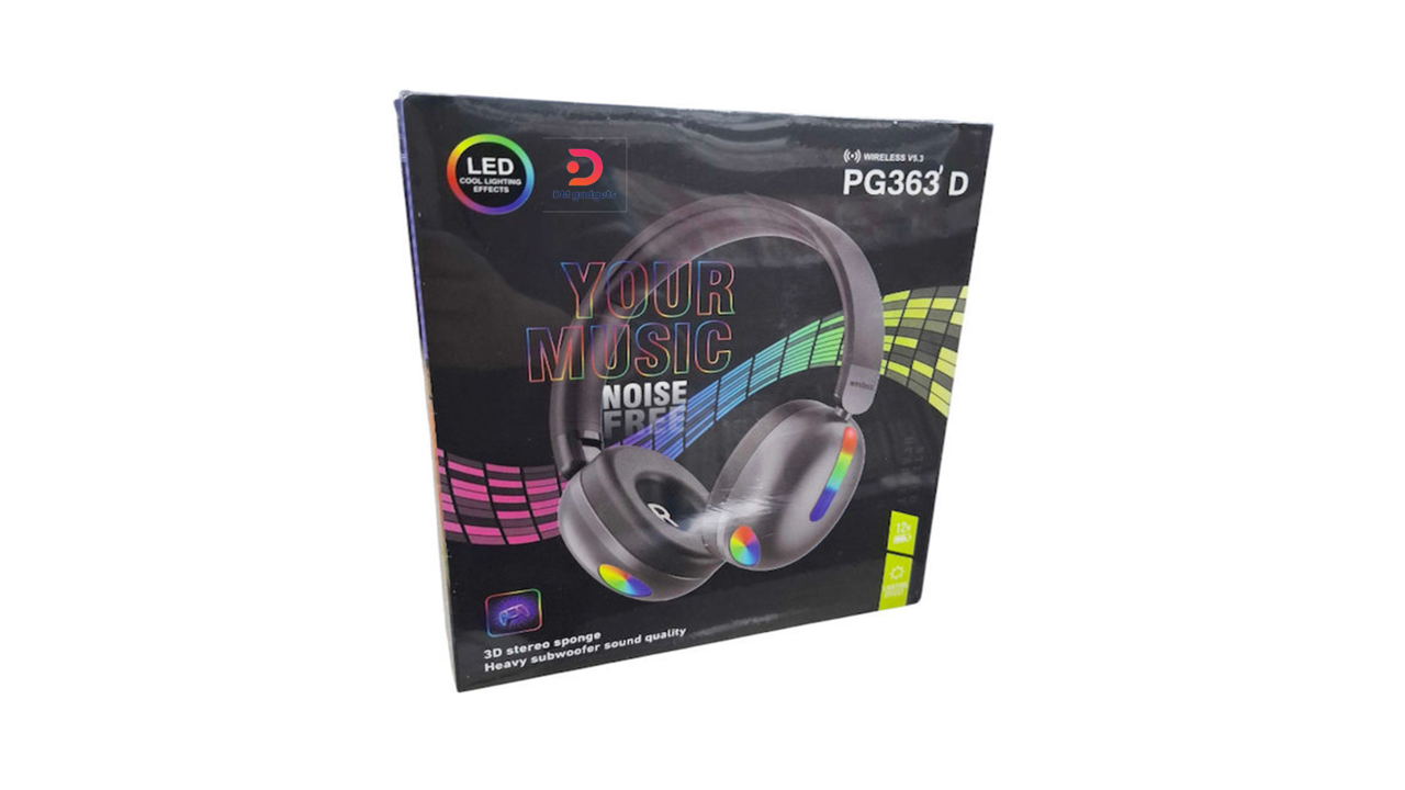 514K#PG363 D® RGB Wireless headphones BT 5.3 Heavy Subwoofer Sound Quality Noise Free – Black