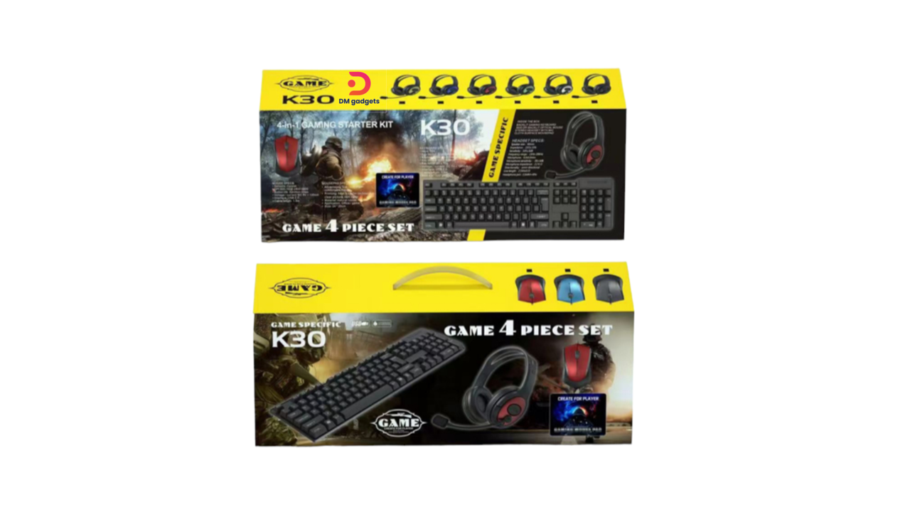 435R#K30® 4-in-1 Gaming Set with keyboard, headphones, mouse, and mousepad Red-Black