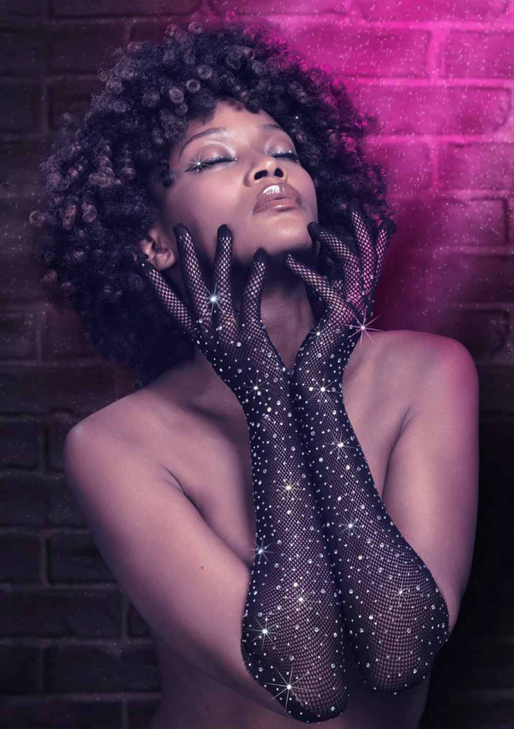 SEXY FISHNET GLOVES WITH RHINESTONES