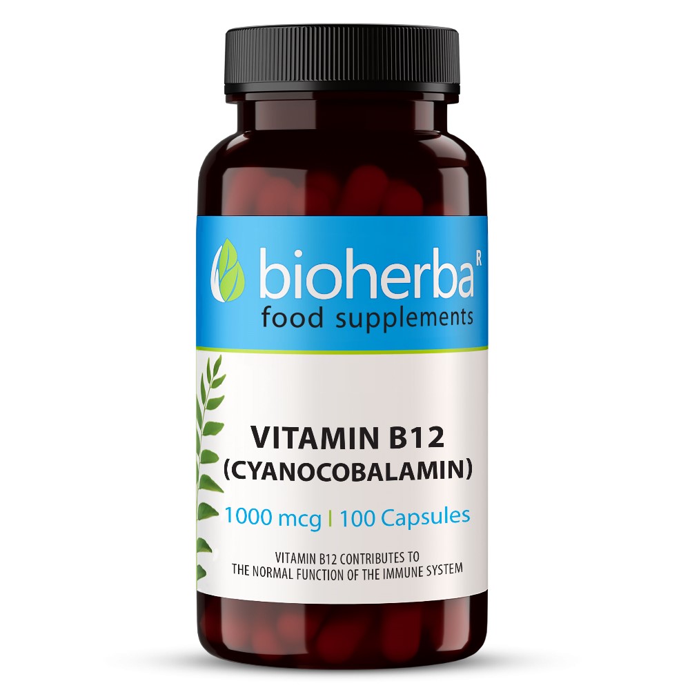 Vitamin B12 Cyanocobalamin, 1000 mcg, 100 Capsules, Bioherba