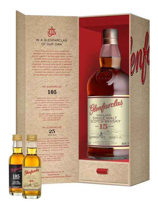 GLENFARCLAS 15 YEAR OLD SINGLE MALT WHISKY TASTING GIFT SET 70cl