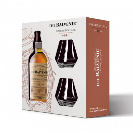 Balvenie 14 Year Old Caribbean Cask + 2 Glasses 700cl