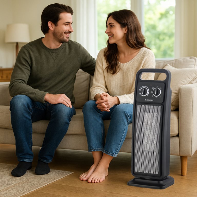 Tower ceramic fan heater