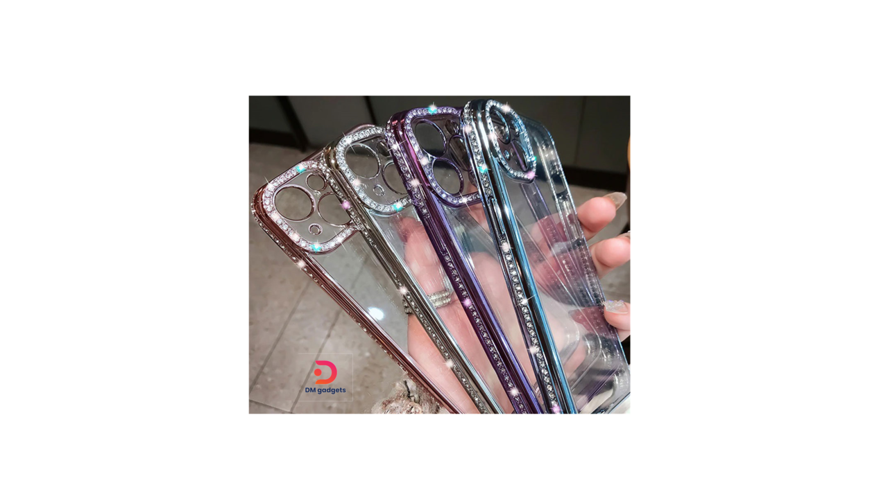 616Q7#IRIS/BOROFONE® iP17 AIR Glitter and Strass MagSafe Silicone Case with Camera Protection Silver-Rose