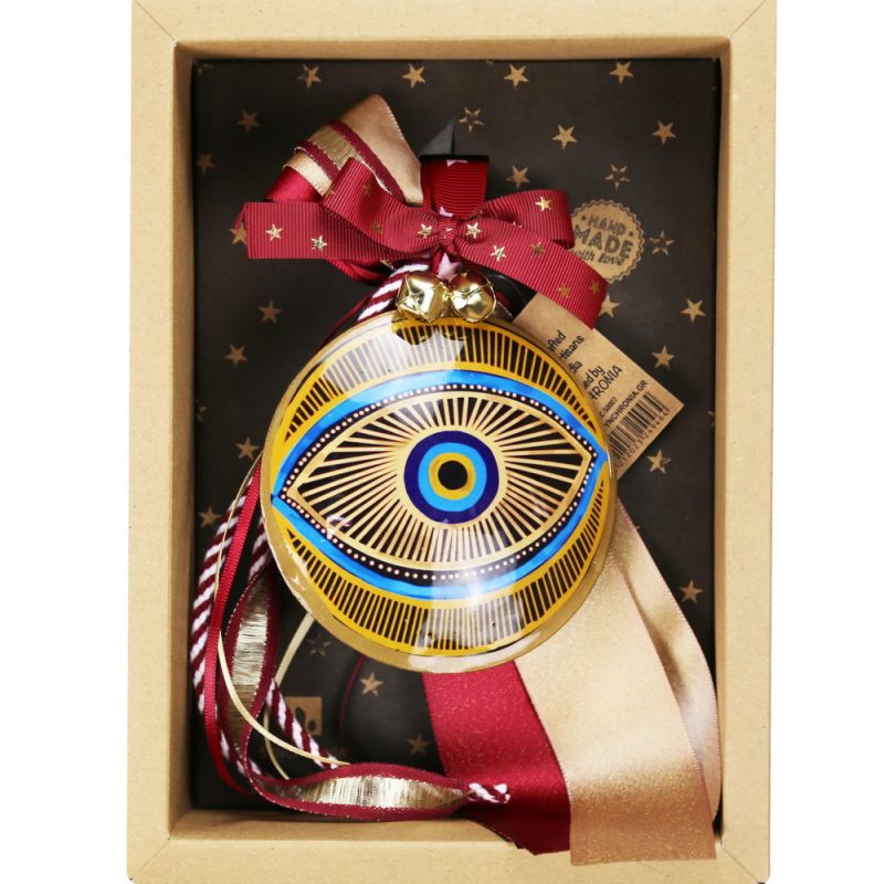 Γούρι Μάτι μεγάλο μεταλλικό-Χρυσές γραμμές 30×19εκ.