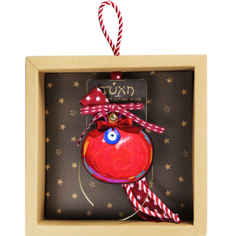 Γούρι επιτραπέζιο 18εκ. – Ρόδι με φιόγκο-Μάτι