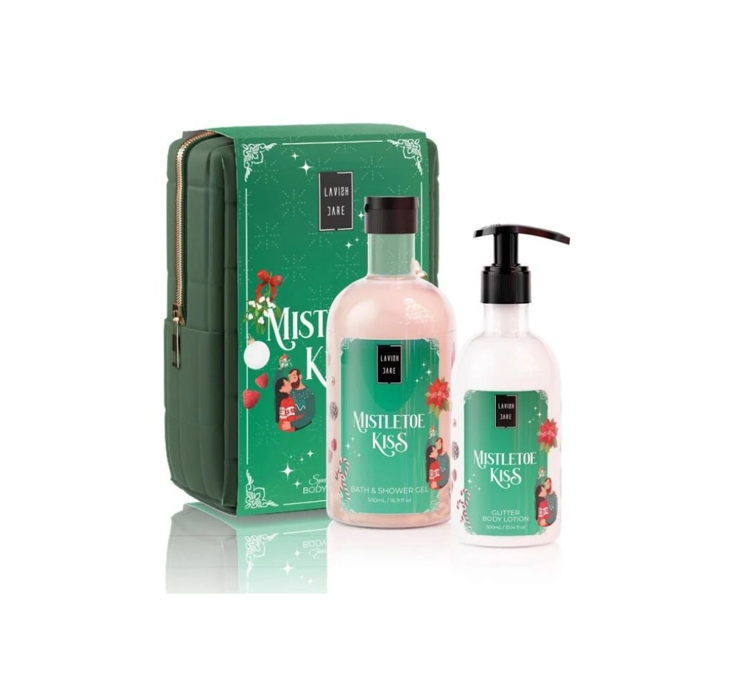 Lavish Care Mistletoe Kiss Νεσεσέρ με Shower Gel 500ml & Glitter Body Cream 300ml (περγαμόντο, κόκκινα φρούτα & σανδαλόξυλο)