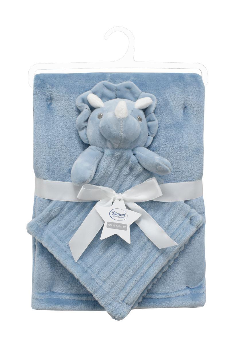 Nanny-Comfort Diaper bebe set of 2 pcs. Dinosaur  33X33 & Coral Fleece Blanket 75X100 cm