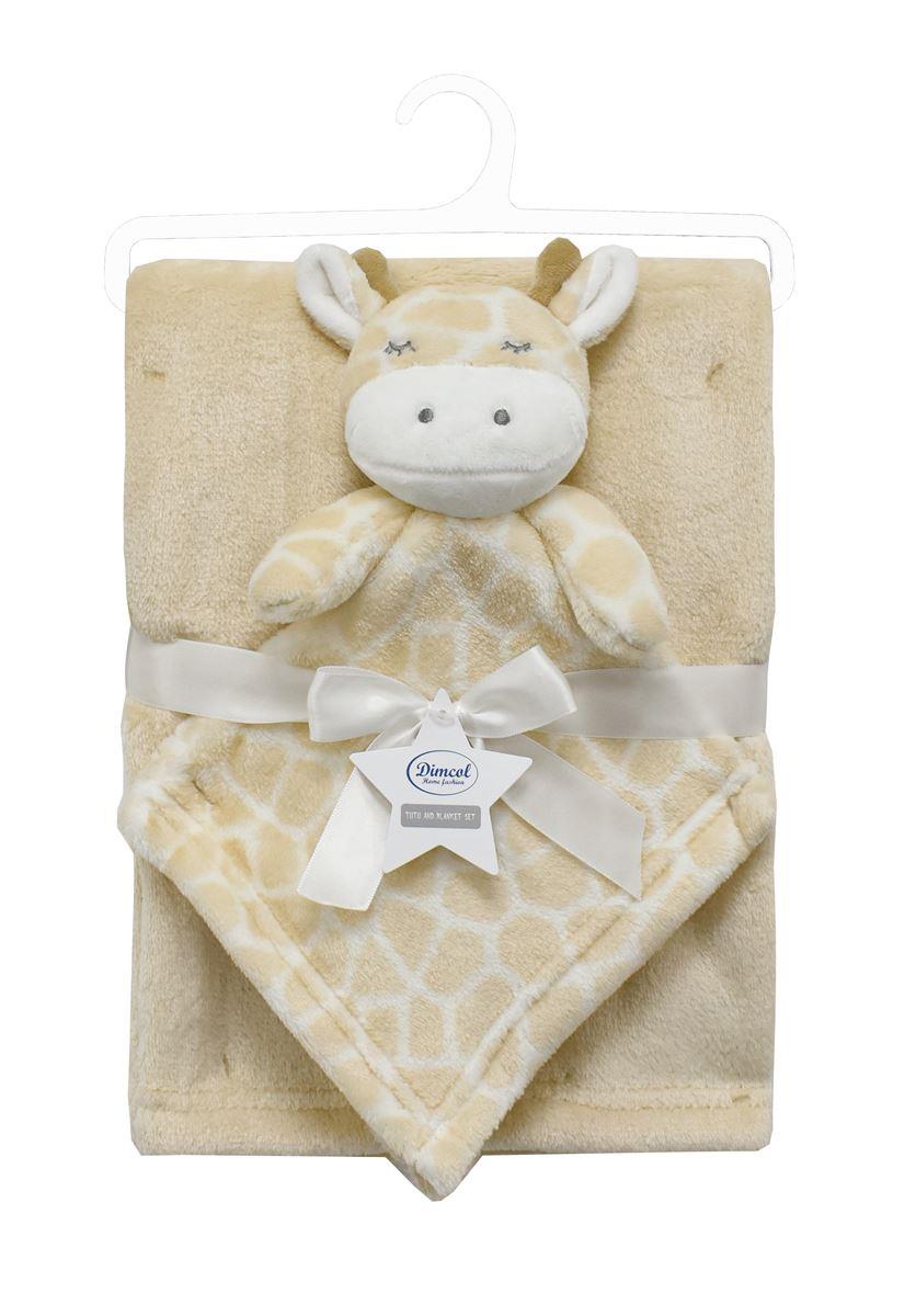 Nanny-Comfort Diaper bebe set of 2 pcs. Girafe 33X33 & Coral Fleece Blanket 75X100 cm