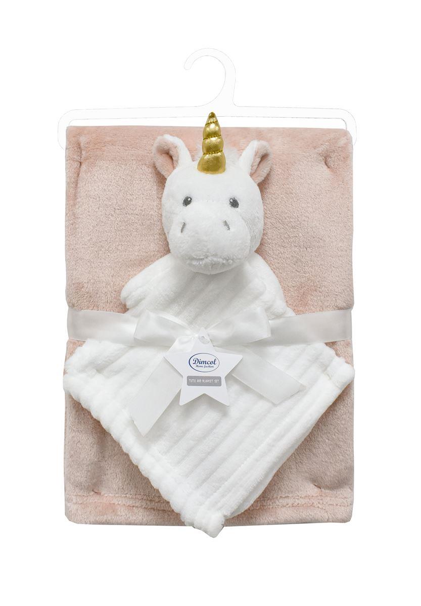 Nanny-Comfort Diaper bebe set of 2 pcs. Unicorn  33X33 & Coral Fleece Blanket 75X100 cm