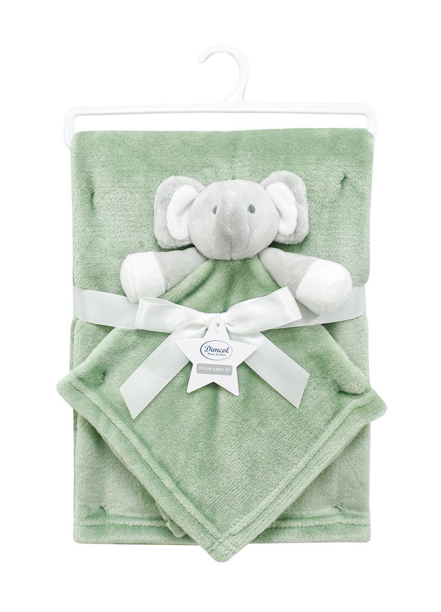 Nanny-Comfort Diaper bebe set of 2 pcs. Elephant  33X33 & Coral Fleece Blanket 75X100 cm