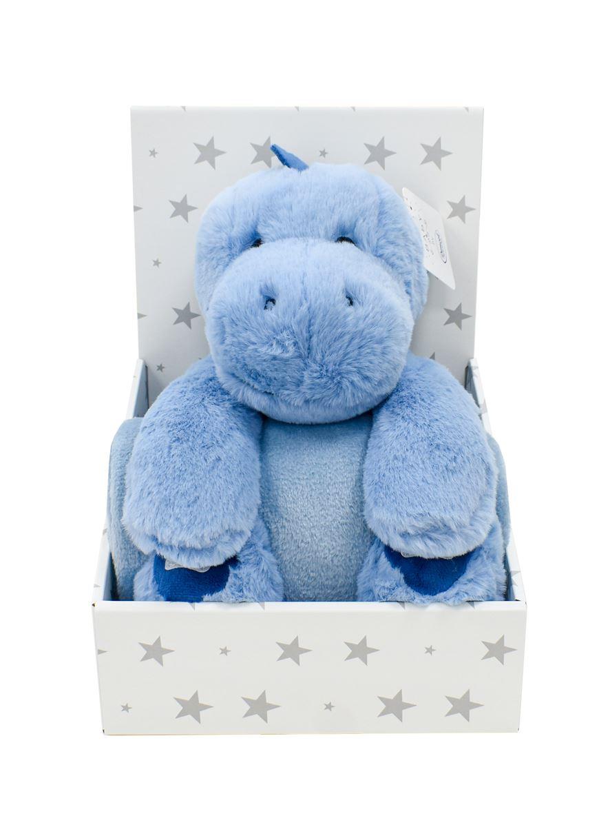 Plush Animal Set of 2 Pcs. bebe Dinosaur Height 25 cm & Blanket Coral Fleece 75X90 cm  - Soft Toy
