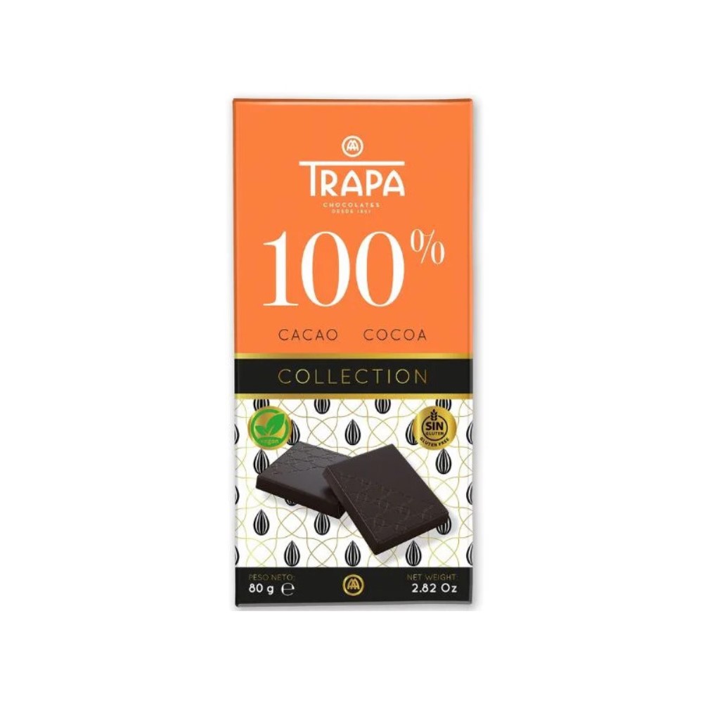 Dark Chocolate 100% Cocoa, 80 g, Trapa