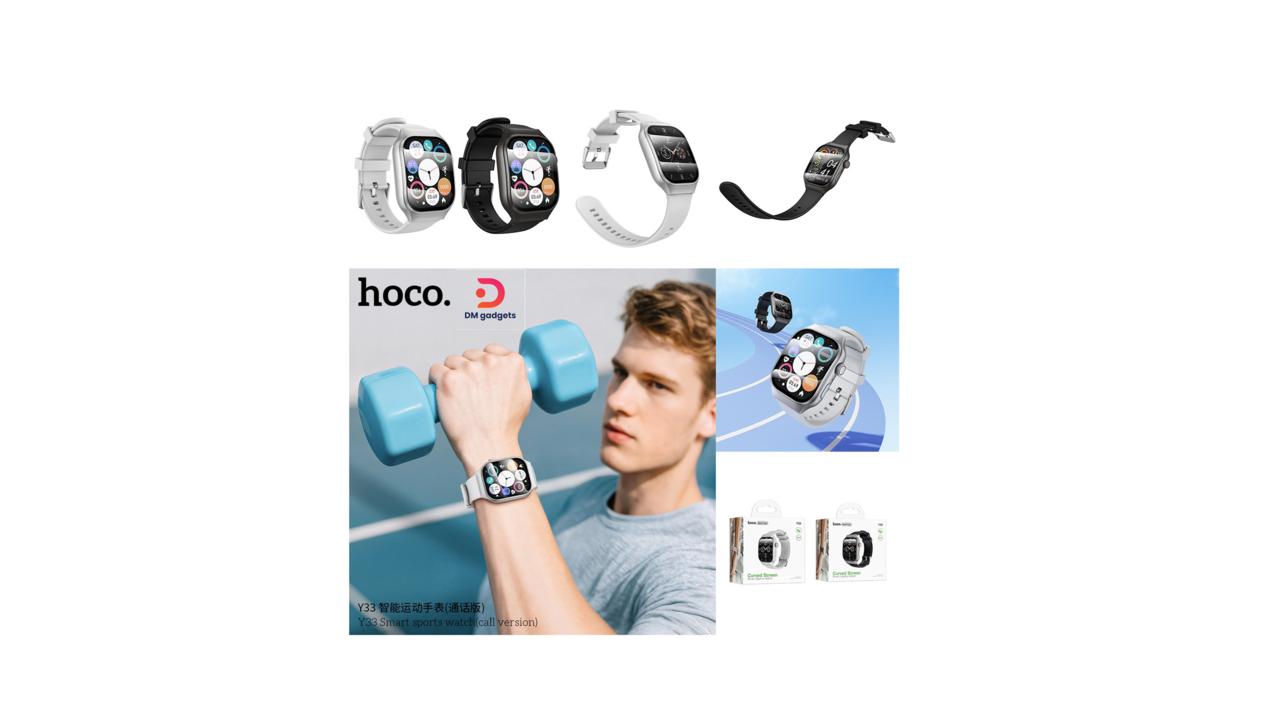 601F#Hoco® Y33 Curved Screen Smart Sports Watch 2.01-inch – Black