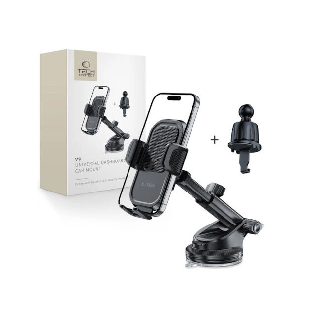 Tech-Protect V8 Car Holder for Dashboard/Windshield/Air Vent Mount Black