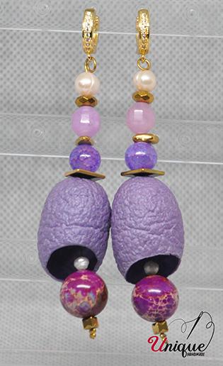 Purble Gold Silk Cocoon Earrings