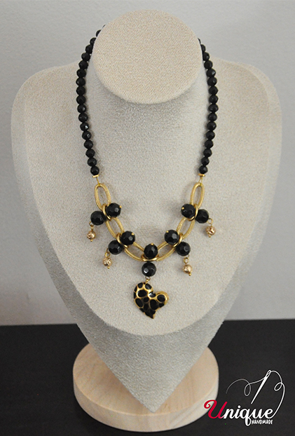 Black and Gold Heart Necklace