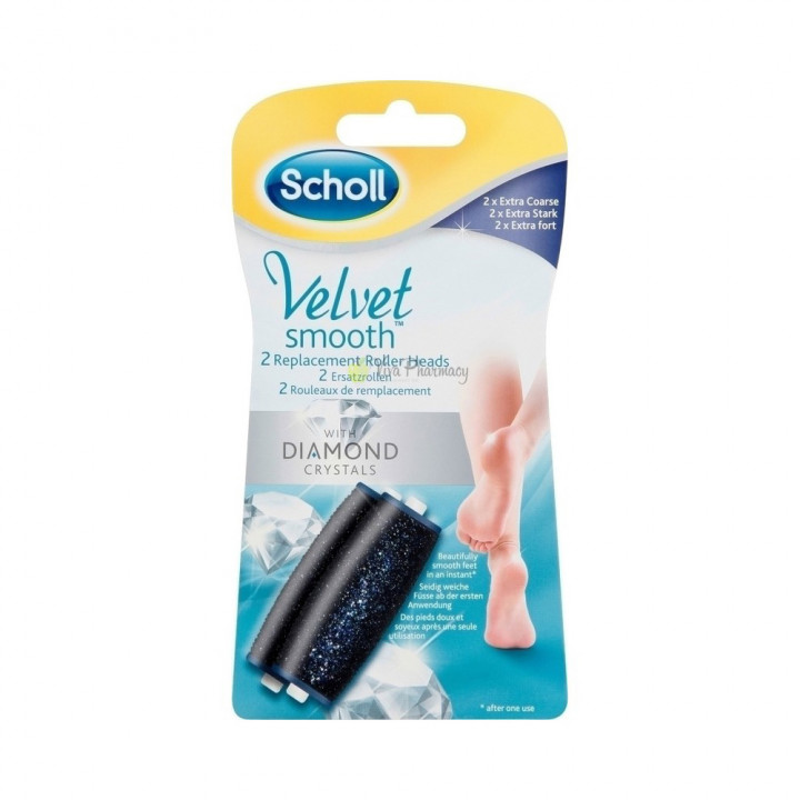 Scholl Velvet Smooth Diamond Crystals 2X Extended , Refills, 2