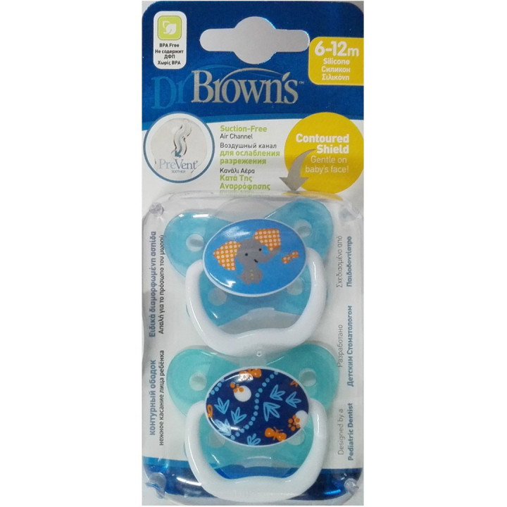 Dr. Brown's Butterfly Silicone Blue, Soother, 2 x 6-12m
