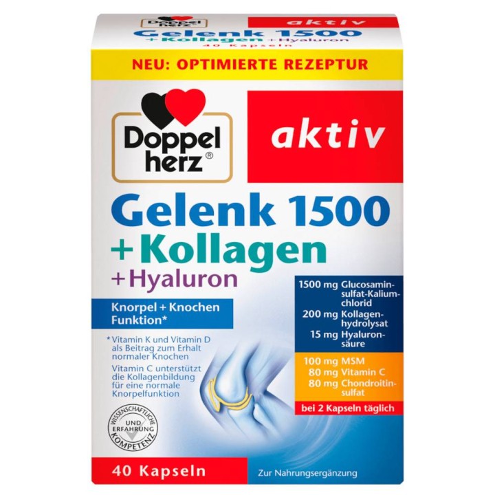 Doppel Herz Aktiv Gelenk Glucosamine 1550Mg + Coll, Capsules, 40