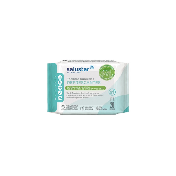 Salustar Hand & Face Refreshing W/ Aloe Vera Wet, Cleansing Wipes, 15