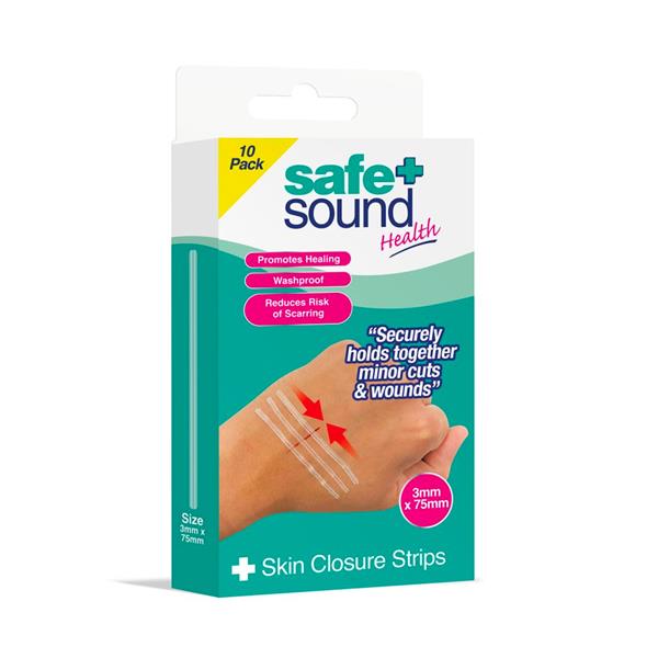Safe+ Sound Health Washproof Skin Closure 4126, Strips, 10 x 3x75mm