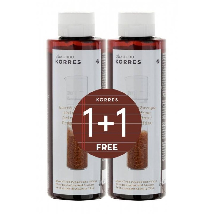 Korres Rice&linden, Shampoo, 250ml x 1+1